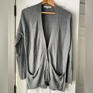 Loft Long Grey Cardigan Sweater Size S